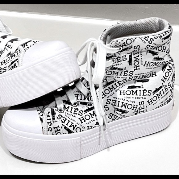 Brian Lichtenberg BLTEE Homies Platform Printed Canvas Hightop Sneakers - Size 7 - Picture 3 of 12